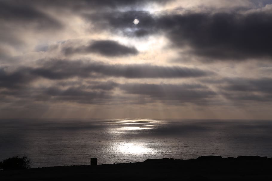 Segelflugzeug, Ozean, Wolke, Himmel, wolke - himmel, Wasser, Szenen - Natur, Meer, Schönheit in der Natur, Ruhe, ruhige Szene, Horizont, Natur, Horizont über Wasser, Sonnenuntergang, keine Leute, Sturm, Strand, bedeckt, Silhouette, idyllisch, draußen, 5K