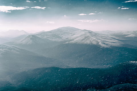 nature, mountains, sky, clouds, haze, snow, winter, mountain, beauty in nature, scenics - nature, tranquil scene, environment, landscape, cold temperature, tranquility, no people, mountain range, cloud - sky, non-urban scene, idyllic, outdoors, snowcapped mountain, range, 1080P, CC0, public domain, royalty free