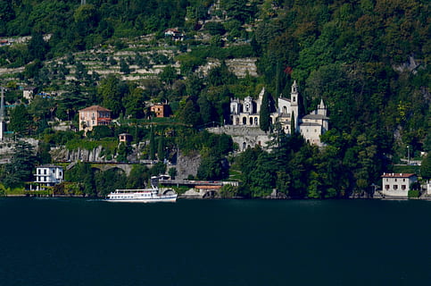excursion ship, excursion steamer, boat, ship, tourism, vacations, lake, italy, water, summer, travel, bank, more, architecture, built structure, building exterior, building, tree, residential district, nature, waterfront, no people, plant, house, land, travel destinations, city, sea, nautical vessel, day, outdoors, luxury, 4K, CC0, public domain, royalty free