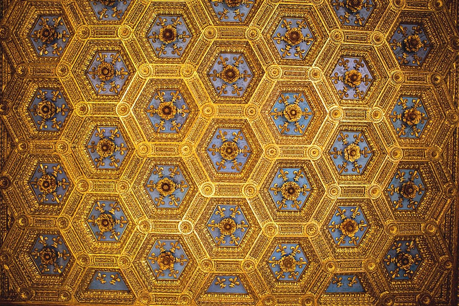 catifa, patró, art, rajola, mosaic, Itàlia, ornament, edifici, arquitectura, geomètric, sostre, florència, opulenta, or, fractal, absis, vitrall, Paisley, arc, sostre de volta, fons, marc complet, cap gent, blau, ornamentat, disseny, a l'interior, repetició, art i artesania, complexitat, forma geomètrica, estructura construïda, funció de construcció de parets, motiu floral, decoració, groc, forma, directament a sota, 5K