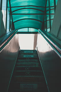 empty escalator, contemporary, design, empty, escalator, futuristic, handrails, indoors, inside, interior, interior design, modern, stairs, urban, architecture, no people, communication, text, diminishing perspective, day, metal, direction, the way forward, built structure, convenience, staircase, transportation, close-up, technology, public transportation, 5K, CC0, public domain, royalty free