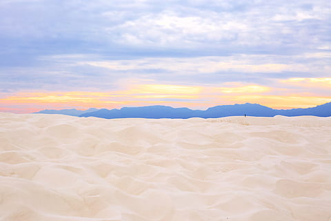 clouds, sky, mountain, landscape, nature, outdoor, travel, white, sand, beach, scenics - nature, beauty in nature, cloud - sky, tranquility, tranquil scene, land, sunset, no people, environment, idyllic, non-urban scene, remote, mineral, outdoors, white color, arid climate, climate, salt flat, 4K, CC0, public domain, royalty free