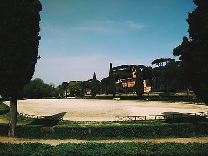 Italia, Roma, pianta, architettura, struttura costruita, albero, erba, esterno dell'edificio, natura, cielo, nessuno, costruzione, luce del sole, giorno, il passato, storia, all'aperto, giardino, destinazioni di viaggio, prato, crescita, parco, percorso del giardino, 4K, CC0, dominio pubblico, privo di copyright