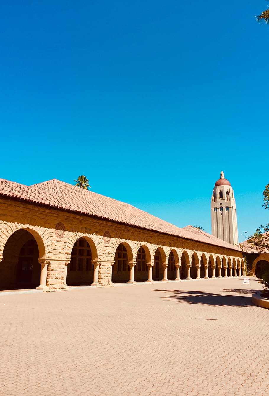 budova, architektura, kupole, klášter, bydlení, 20 dlaň dr, Spojené státy, stanford, venku, věž, kostelní věž, venkovský, venkov, Příroda, přístřeší, město, městský, pilíř, stavba, exteriér budovy, čisté nebe, nebe, modrý, kopie prostor, slunečního světla, oblouk, den, destinace, Dějiny, cestovat, minulost, nikdo, cestovní ruch, víra, architektonický sloup, nádvoří, 2K