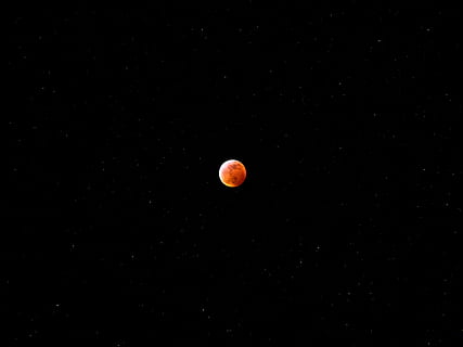 moon, space, night, astronomy, sky, orange color, no people, nature, beauty in nature, tranquil scene, tranquility, scenics - nature, full moon, idyllic, outdoors, red, natural phenomenon, eclipse, copy space, low angle view, black background, planetary moon, 4K, CC0, public domain, royalty free