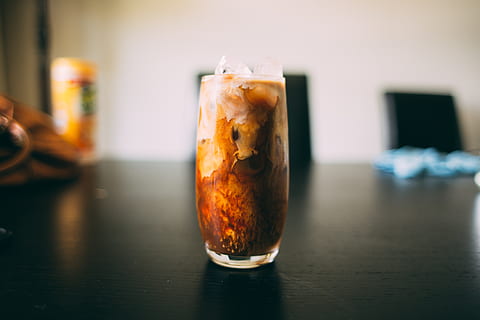 drinks, beverage, cold, table, restaurant, ice, coffee, glass, refreshment, drink, food and drink, indoors, focus on foreground, drinking glass, close-up, household equipment, cold temperature, ice cube, freshness, selective focus, still life, alcohol, no people, frozen, transparent, glass - material, cocktail, 5K, CC0, public domain, royalty free