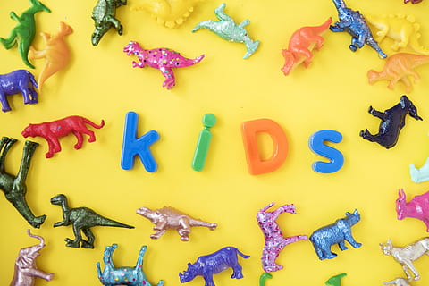 assorted, animal toy figures, animals, bright, close-up, collection, colorful, colors, dinosaur, elephant, figures, figurines, horse, kids, lion, little, model, objects, plastic, prehistoric, toys, various, word, yellow background, yellow, text, indoors, communication, studio shot, letter, multi colored, large group of objects, choice, colored background, variation, alphabet, no people, animal representation, representation, directly above, high angle view, western script, number, capital letter, 5K, CC0, public domain, royalty free
