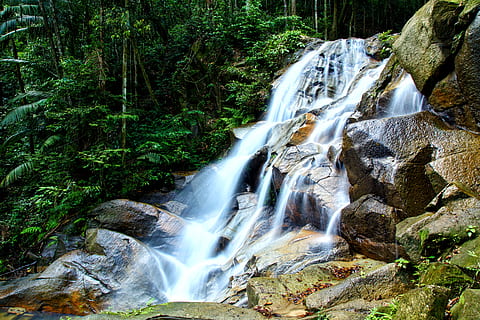 cascade, maro, pietre, cascadă, mediu inconjurator, curgere, pădure, apa dulce, verde, peisaj, expunere lungă, mușchi, mişcare, natură, fotografia naturii, roci, pitoresc, curent, interval de timp, copaci, apă, umed, apă curgătoare, scenice - natura, frumusețe în natură, stâncă, teren, copac, plantă, obiect de rocă, solid, mișcare încețoșată, nici o persoana, creştere, putere în natură, în aer liber, pădure tropicală, care cade apa, 5K, CC0, domeniu public, fără drepturi de autor