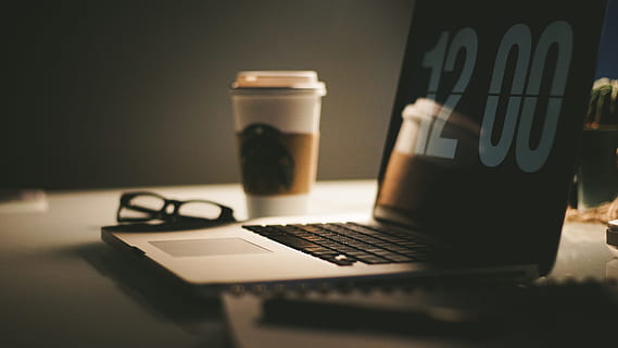 grey, laptop computer, displaying, 12:00, table, coffee cup, eyeglasses, lifestyle, simple, plain, basic, starbuck, clock, wallpaper, life, book, journal, notebook, meeting, working, desk, cactu, crisp, clear, business, work, computer, communication, wireless technology, laptop, technology, connection, indoors, text, no people, food and drink, furniture, drink, western script, selective focus, glass, close-up, internet, keyboard, 5K, CC0, public domain, royalty free