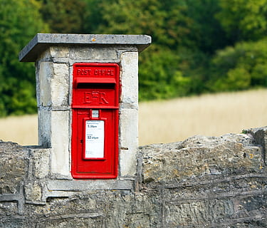 postkasse, Postboks, rød, boks, post, stolpe, brev, væg, sten-, Stenmur, landdistrikterne, landskabet, england, storbritannien, british, udendørs, meddelelse, offentlige postkasse, korrespondance, dag, tekst, ingen mennesker, bygget struktur, arkitektur, murbygningsfunktion, fokus på forgrunden, natur, tæt på, solid, 2K, CC0, offentligt domæne, royaltyfrie