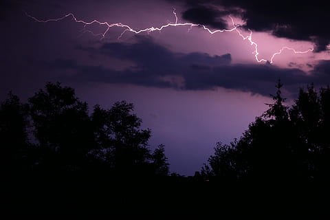 storm, lyn, blitz, torden, sky - himmel, magt i naturen, himmel, tordenvejr, skønhed i naturen, nat, strøm, træ, forked lightning, silhuet, plante, natur, dramatisk himmel, scenics - natur, ingen mennesker, storm sky, advarselsskilt, lilla, udendørs, 5K, CC0, offentligt domæne, royaltyfrie
