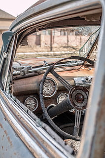 oldtimer, starý, auto, rez, antický, zrezivělý, rozpad, motorové vozidlo, způsob dopravy, přeprava, pozemního vozidla, retro stylu, opuštěný, zastaralý, den, poškozen, kov, rezavý, Historické auto, špatný stav, nikdo, pokles, run-down, Dějiny, zhoršení, zničil, venku, zbourán, kolo, skládka, 5K, CC0, veřejná doména, bez autorských práv