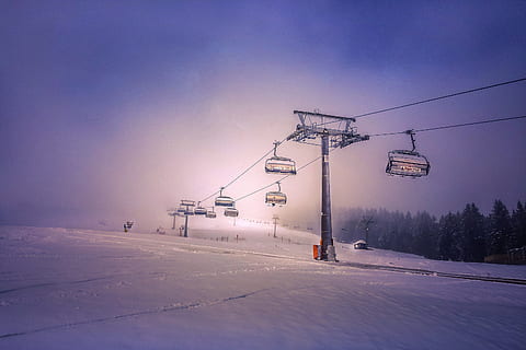 ski lifts, various, cold, snow, cold temperature, winter, transportation, sky, nature, cable car, ski lift, no people, mode of transportation, beauty in nature, cable, travel, environment, frozen, mountain, scenics - nature, architecture, outdoors, electricity, 2K, CC0, public domain, royalty free