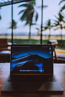 schwarz, Laptop-Computer, gedreht, verwischen, Geschäft, Cafe, Computer, Verbindung, zeitgemäß, Anzeige, Elektronik, Fokus, Internet, Laptop, MacBook, modern, draußen, tragbar, Heimarbeit, Bildschirm, Sonnenuntergang, Technologie, Reise, kabellos, Arbeitsplatz, kabellose Technologie, Kommunikation, tragbares Informationsgerät, Fokus auf den Vordergrund, Baum, Tabelle, keine Leute, Smartphone, Nahansicht, drinnen, Dämmerung, Portabilität, beleuchtet, transparent, 5K, CC0, gemeinfrei, lizenzfrei