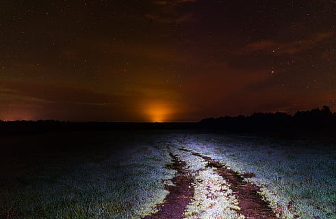 sceniczny, widok, otwarty, pole, noc, podświetlany, chmury, ciemny, środowisko, wieczór, trawa, idylliczny, trawnik, Natura, ścieżka, spokojny, sceneria, niebo, gwiaździsty, gwiaździste niebo, gwiazdy, cichy, scenics - natura, spokój, spokojna scena, piękno natury, żadnych ludzi, chmura - niebo, woda, krajobraz, wylądować, scena pozamiejska, roślina, gwiazda - przestrzeń, kierunek, przestrzeń, droga naprzód, astronomia, 8K, CC0, domena publiczna, darmowe zdjęcia