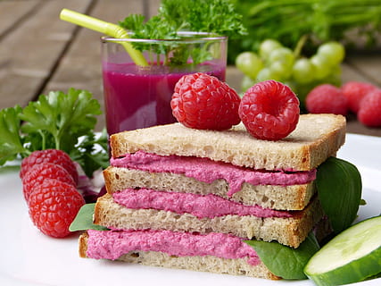 duona, sumuštinis, Burokas, išplito, jause, užkandis, vegetaras, veganas, vitaminų, sveikas, glitimas, parašyta, mityba, diabetas, žarnyne, bio, Imuninė sistema, virusas, šalta, detoksikuoti, gripo, Maistas ir gėrimai, maisto, vaisiai, sveika mityba, uogų vaisiai, braškių, šviežumas, gerovę, gaivinimas, buitinė įranga, gerti, nėra žmonių, Iš arti, daržovių, raudona, geriamojo stiklo, stiklas, pieno produktai, aviečių, pusryčiai, 2K, CC0, Viešasis domenas, nemokamai
