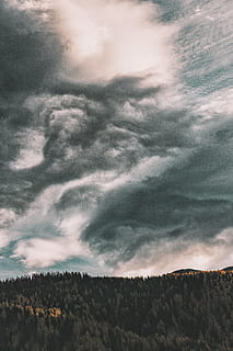 green, grass field, white, clouds, noon time, tree, cloud, storm, outdoors, nature, forest, woodland, mountain, dramatic, sky, landscape, horizon, autumn, fall, android wallpaper, wallpaper, cloud - sky, beauty in nature, scenics - nature, environment, tranquil scene, tranquility, no people, plant, land, non-urban scene, field, overcast, storm cloud, power in nature, ominous, 5K, CC0, public domain, royalty free