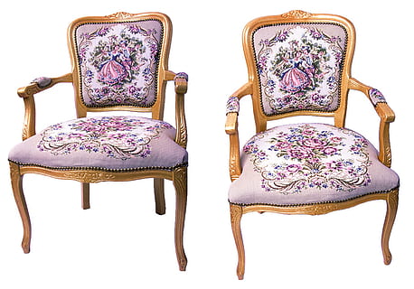 sofà, còmode, escuma, seure, butaca, cadira, objecte, fusta, mobles, casa, seient, a l'interior, patró, cap gent, antiguitat, estil retro, motiu floral, habitació domèstica, interior de casa, fons blanc, vell, assegut, tir de l'estudi, tecnologia, tallar, absència, ornamentat, porpra, 1080P, CC0, domini públic, lliure de regalies