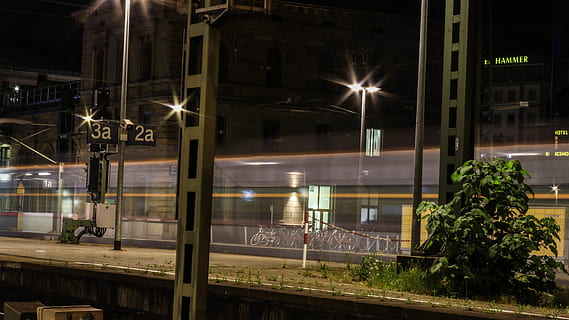 germany, train, train station, train track, ghost train, ghost, background, technik, longexposure, wallpaper, night, illuminated, building exterior, built structure, architecture, city, transparent, street, window, glass - material, street light, transportation, lighting equipment, no people, mode of transportation, rail transportation, outdoors, public transportation, reflection, light, 5K, CC0, public domain, royalty free