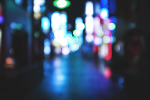 street bokeh, various, night, illuminated, defocused, city, multi colored, no people, street, light - natural phenomenon, architecture, glowing, lighting equipment, city street, light, transportation, outdoors, focus on foreground, nightlife, building exterior, road, neon, 4K, CC0, public domain, royalty free