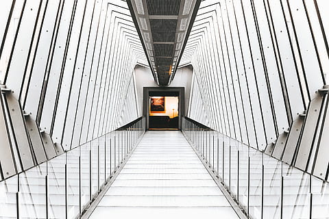 architecture, building, infrastructure, structure, establishment, pathway, white, glass, built structure, transportation, indoors, public transportation, the way forward, direction, no people, low angle view, rail transportation, mode of transportation, pattern, modern, illuminated, railing, motion, sign, railroad station, ceiling, diminishing perspective, 4K, CC0, public domain, royalty free