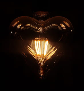 amor, llum, fosc, jo, cor, fons negre, equips d’il·luminació, tir de l'estudi, a l'interior, cap gent, il·luminat, sol objecte, electricitat, primer pla, brillant, tecnologia, bombeta, filament, llum elèctrica, llum - fenomen natural, 2K, CC0, domini públic, lliure de regalies