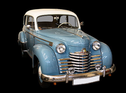 oldtimer, old, car, auto, automobile, transport, mode of transportation, transportation, land vehicle, motor vehicle, black background, studio shot, vintage car, retro styled, stationary, metal, no people, headlight, truck, indoors, nature, front view, copy space, chrome, luxury, 1080P, CC0, public domain, royalty free