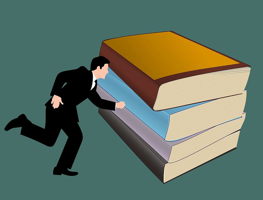 illustration, businessman, rushing, towards, books, learning and development, knowledge, studying, master, teaching, teacher, idea, dictionary, , business person, business, people, men, corporate business, risk, sign, finance, communication, studio shot, adult, silhouette, full length, indoors, blue, suit, side view, effort, blue background, 1080P