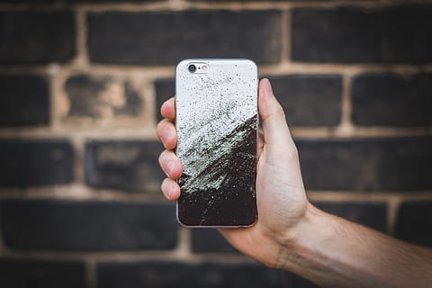 black, grey, phone case, hand, iphone, iphone 6, Iphone case, phone, smartphone, human hand, holding, human body part, wireless technology, technology, communication, smart phone, one person, portable information device, connection, architecture, focus on foreground, wall - building feature, day, real people, built structure, close-up, mobile phone, outdoors, finger, brick, 5K, CC0, public domain, royalty free