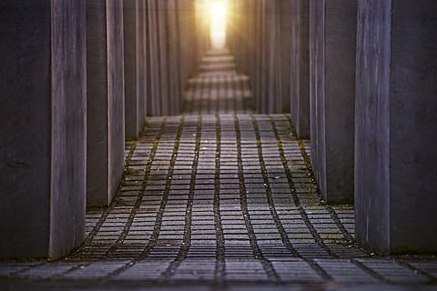 berlin, holocaust, monument, memorial, germany, history, concrete, architecture, holocaust memorial, atmosphere, light, concrete blocks, commemorate, grey, the way forward, no people, direction, absence, in a row, diminishing perspective, corridor, built structure, outdoors, arcade, footpath, architectural column, city, empty, street, vanishing point, illuminated, entrance, tiled floor, 5K, CC0, public domain, royalty free
