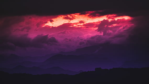 nubes rojas, naturaleza, al aire libre, clima, cielo, nube, montaña, cúmulo, puesta de sol, amanecer, cielo Rojo, oscuridad, noche, astronomía, universo, espacio, Luna, espacio exterior, paisaje, Luna llena, nube - cielo, belleza en la naturaleza, nadie, paisajes - naturaleza, cielo dramático, tormenta, silueta, color rosa, tranquilidad, rojo, temor, ambiente, majestuoso, oscuro, púrpura, poder en la naturaleza, meteorología, 2K, CC0, dominio público, libre de derechos