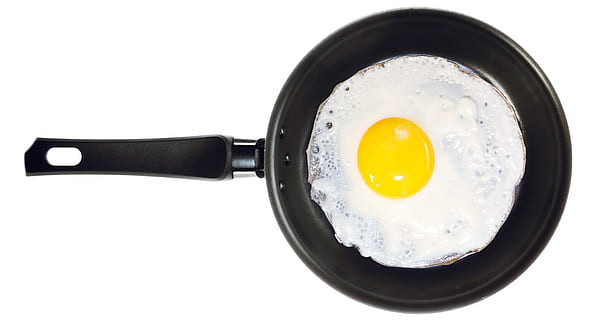 background, bird, boiled, breakfast, calorie, chicken, cholesterol, cook, cooked, cooking, diet, dieting, dining, domestic, early, eating, egg, fat, food, fry, gourmet, healthy, heat, hot, isolated, life, lunch, omelet, pan, plate, protein, roast, roasting, saucepan, teflon, white, white background, cut out, fried, fried egg, food and drink, meal, studio shot, egg yolk, kitchen utensil, healthy eating, indoors, frying pan, no people, sunny side up, black color, household equipment, skillet- cooking pan, silver colored, 2K, CC0, public domain, royalty free