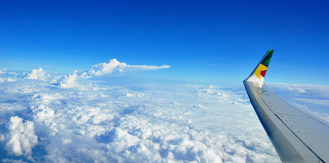 cameroon, edea, plane, clouds, travel, cameroun, airplaine, nikon, traveler, kmertour, air vehicle, airplane, flying, cloud - sky, sky, aircraft wing, mode of transportation, transportation, aerial view, blue, nature, no people, motion, day, on the move, environment, mid-air, cloudscape, beauty in nature, outdoors, wind, meteorology, above, 4K, CC0, public domain, royalty free